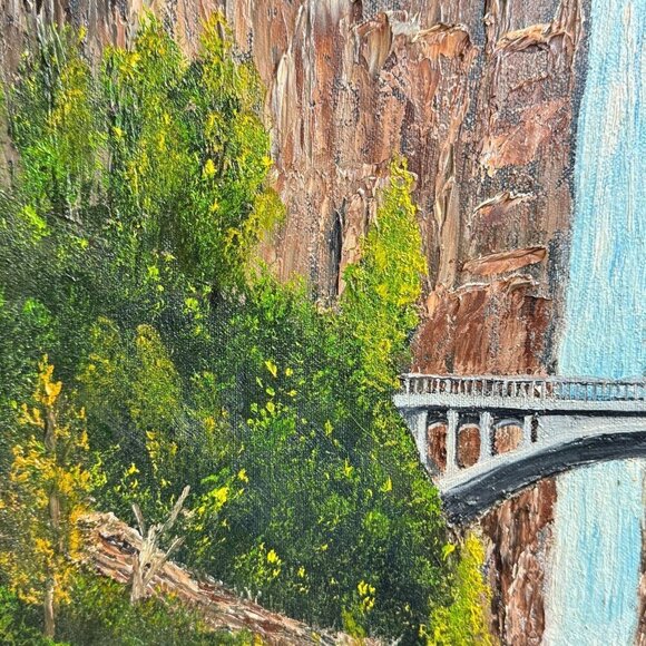 Vintage Multnomah Falls Painting 3D Acrylic Art by Masingill Original 19" x 23" - Picture 9 of 16